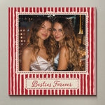 Best Friend Custom Photo - Christmas Gifts For Bestie, Sister - Vintage Stripe - Personalized Magnet 6