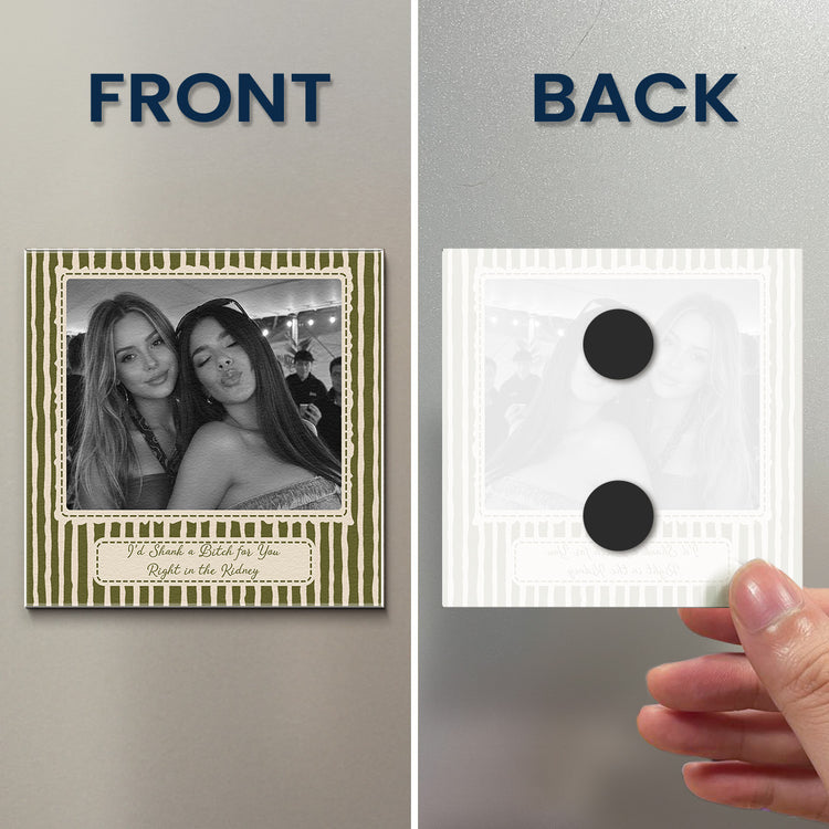 Best Friend Custom Photo - Christmas Gifts For Bestie, Sister - Vintage Stripe - Personalized Magnet 8