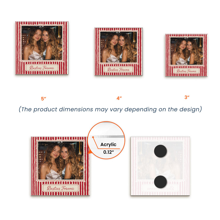 Best Friend Custom Photo - Christmas Gifts For Bestie, Sister - Vintage Stripe - Personalized Magnet 9