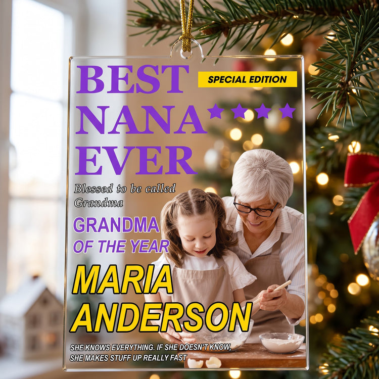 Best Grandma Ever Magazine Title - Personalized Ornament 1