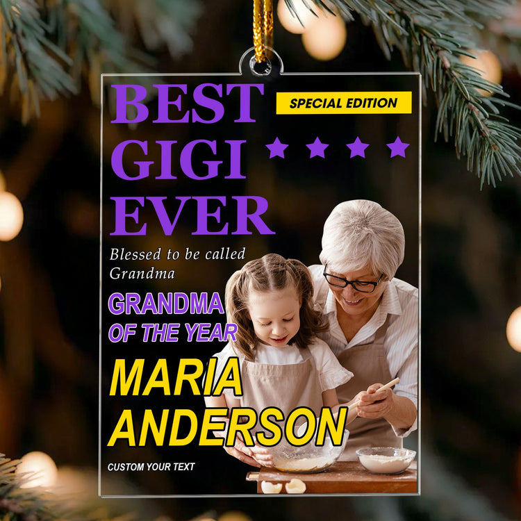 Best Grandma Ever Magazine Title - Personalized Ornament 3