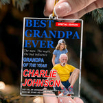 Best Grandpa Ever Magazine Title - Personalized Ornament 4