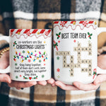 Best Team - Custom Name Crosswords - Co-Workers Are Like Christmas Lights - Personalized Mug 4