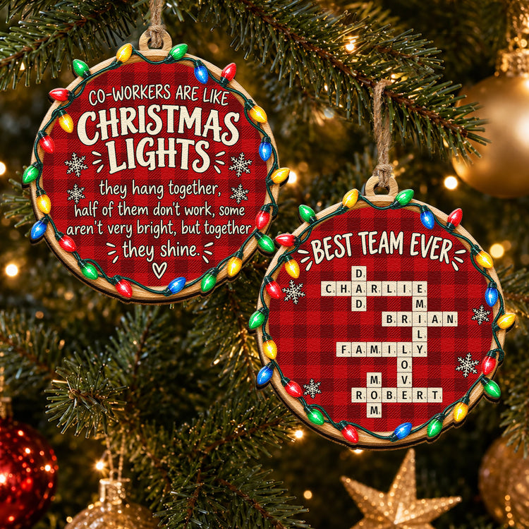 Best Team - Custom Name Crosswords - Coworkers Are Like Christmas Lights - Personalized Ornament 1