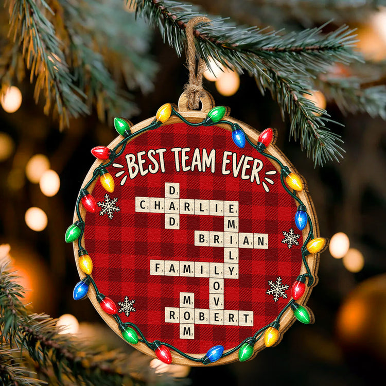 Best Team - Custom Name Crosswords - Coworkers Are Like Christmas Lights - Personalized Ornament 5