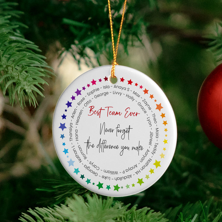 Best Team Ever - Custom Name Word Wreath, Bulk Gifts For Coworkers, Team - Personalized Ornament 4