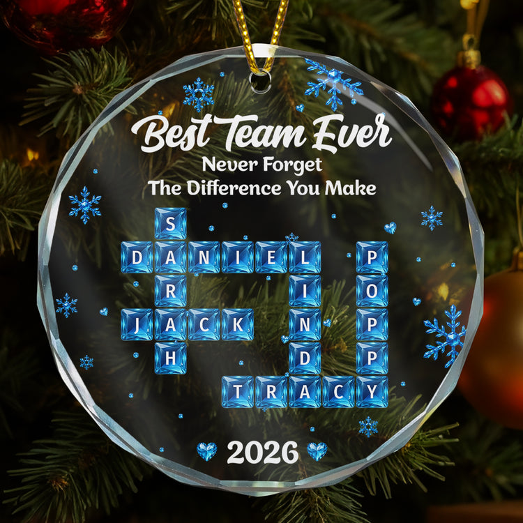 Best Team Ever - Custom Scrabble Crosswords Names, Bulk Gifts For Coworkers - Personalized Ornament 2
