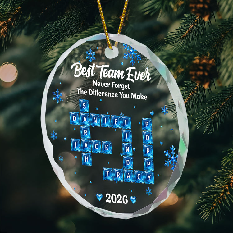 Best Team Ever - Custom Scrabble Crosswords Names, Bulk Gifts For Coworkers - Personalized Ornament 5