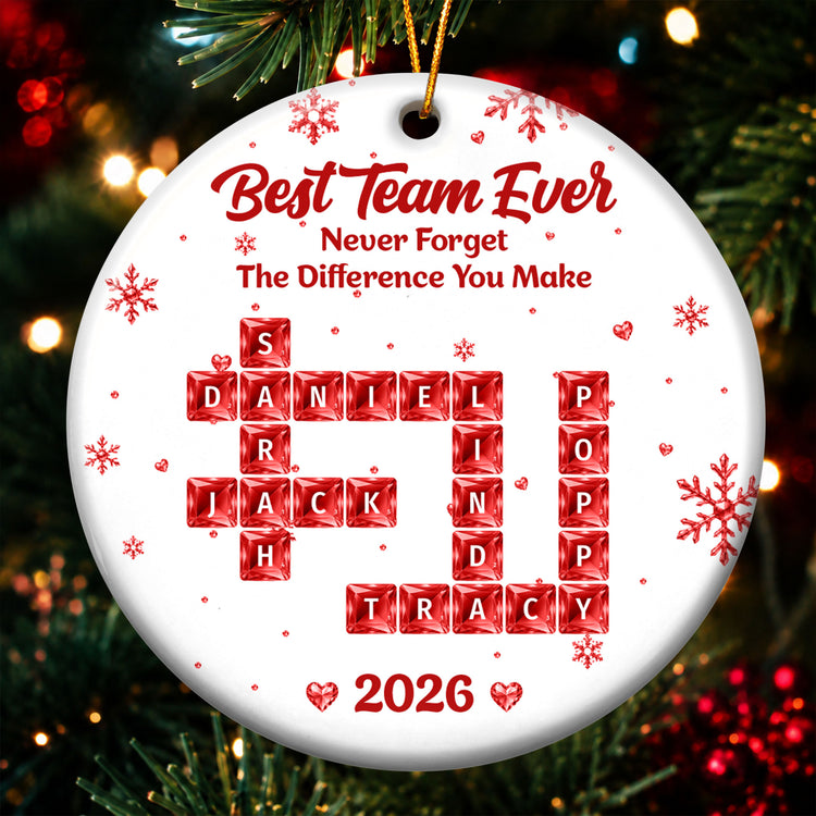 Best Team Ever - Custom Scrabble Crosswords Names, Bulk Gifts For Coworkers, Team - Personalized Ornament 1
