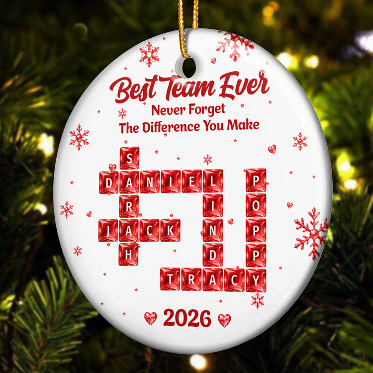 Best Team Ever - Custom Scrabble Crosswords Names, Bulk Gifts For Coworkers, Team - Personalized Ornament 2