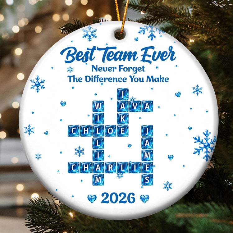Best Team Ever - Custom Scrabble Crosswords Names, Bulk Gifts For Coworkers, Team - Personalized Ornament 3