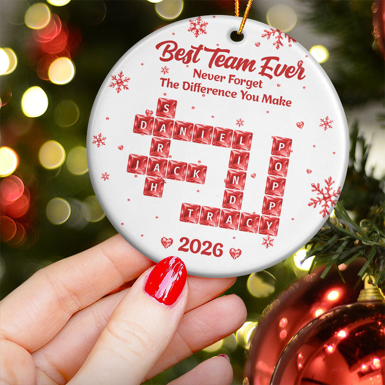 Best Team Ever - Custom Scrabble Crosswords Names, Bulk Gifts For Coworkers, Team - Personalized Ornament 4