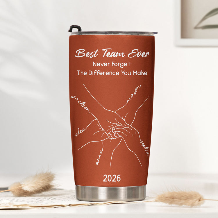 Best Team Ever Hand Line Art Gift For Coworker Teacher Nurse - Personalized Tumbler 2
