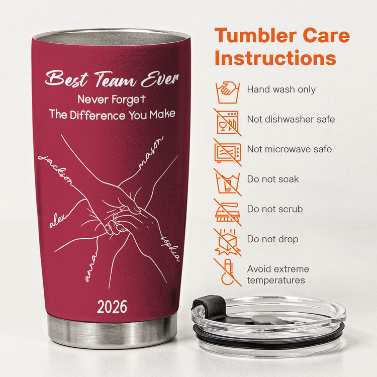 Best Team Ever Hand Line Art Gift For Coworker Teacher Nurse - Personalized Tumbler 6