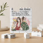 Bestie Gift Custom Friends Photo Watercolor Art - Personalized Building Blocks 2