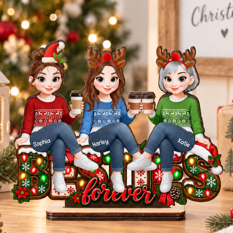 Besties Forever Christmas Gifts For BFF, Soul Sisters - Personalized Wooden Plaque 1