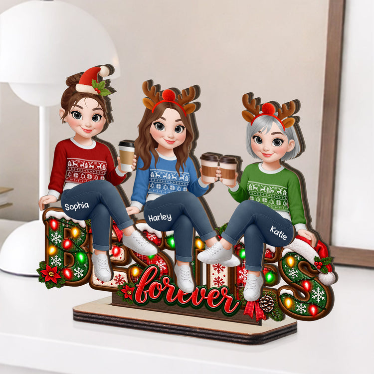 Besties Forever Christmas Gifts For BFF, Soul Sisters - Personalized Wooden Plaque 2