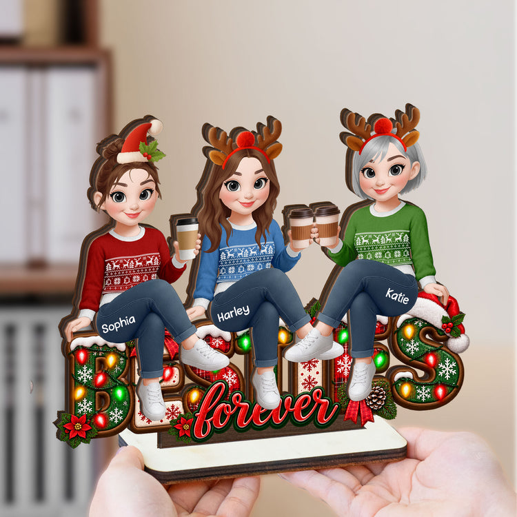 Besties Forever Christmas Gifts For BFF, Soul Sisters - Personalized Wooden Plaque 3