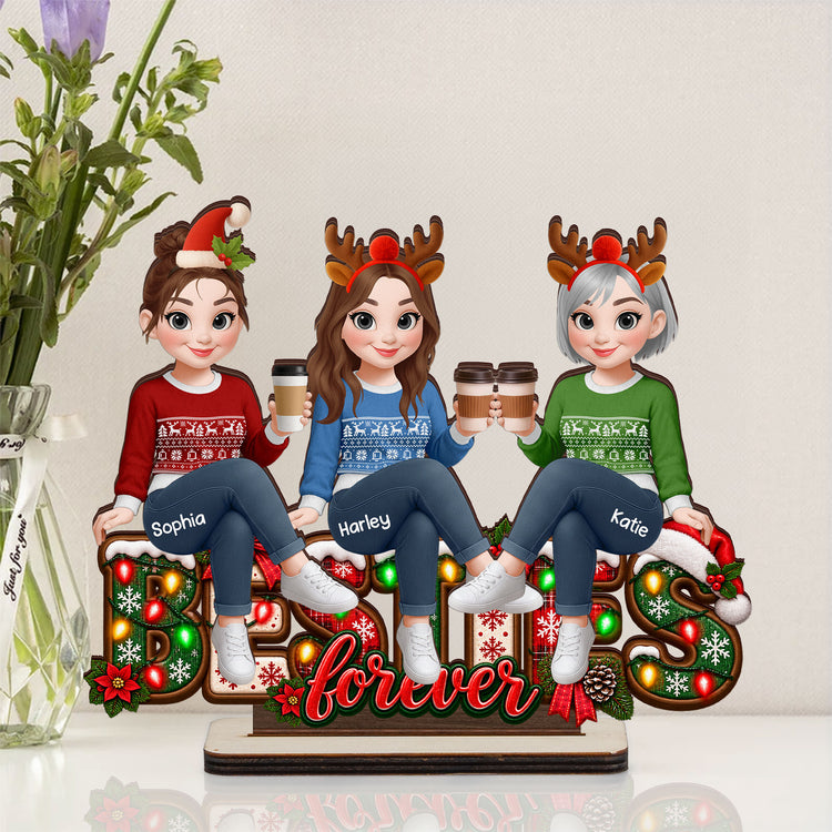 Besties Forever Christmas Gifts For BFF, Soul Sisters - Personalized Wooden Plaque 4