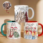 Besties Forever Custom Photo Watercolor Art Chrismas Gift For BFF - Personalized Mug 1