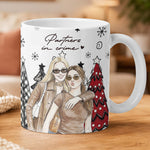 Besties Forever Custom Photo Watercolor Art Chrismas Gift For BFF - Personalized Mug 2