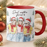 Besties Forever Custom Photo Watercolor Art Chrismas Gift For BFF - Personalized Mug 3