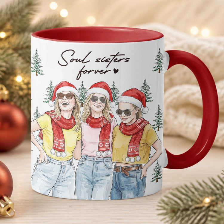 Besties Forever Custom Photo Watercolor Art Chrismas Gift For BFF - Personalized Mug 3