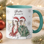 Besties Forever Custom Photo Watercolor Art Chrismas Gift For BFF - Personalized Mug 4