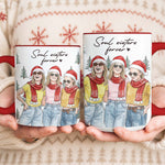 Besties Forever Custom Photo Watercolor Art Chrismas Gift For BFF - Personalized Mug 6