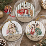 Besties Forever Custom Photo Watercolor Christmas Gift For Her - Personalized Ornament 1