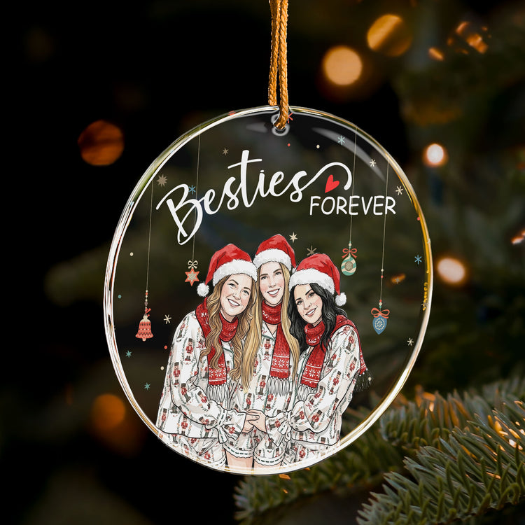 Besties Forever Custom Photo Watercolor Friendship Gift - Personalized Ornament 6