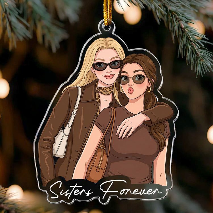 Besties Partners In Crime Custom Photo Cartoon Style AI Gifts For BFF - Personalized Ornament 3