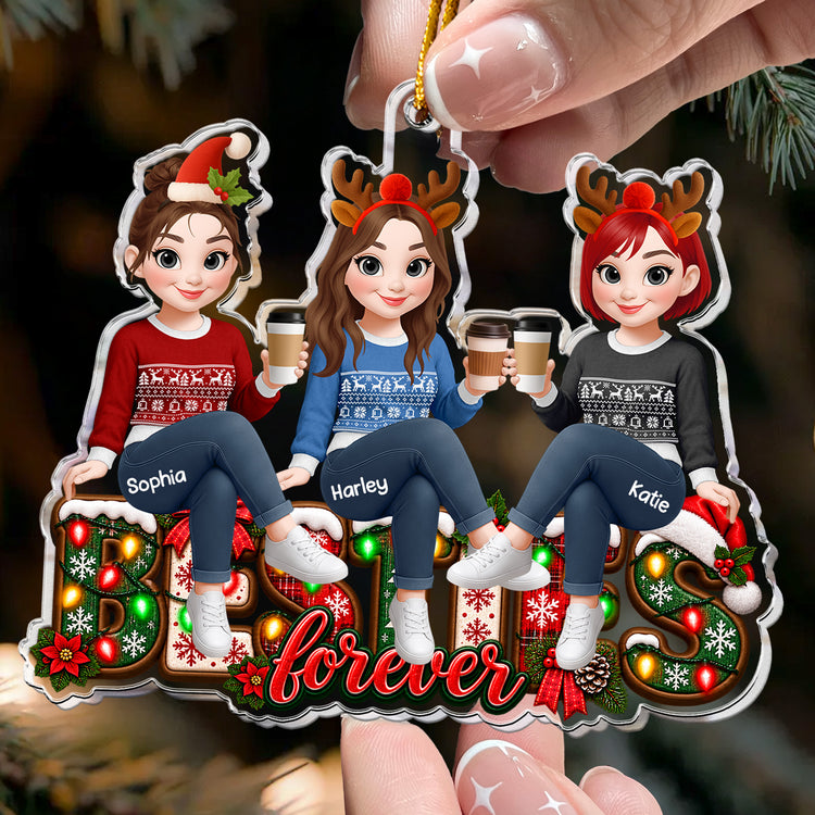 Besties Sisters Forever Christmas Gifts For BFF, Soul Sisters - Personalized Ornament 3