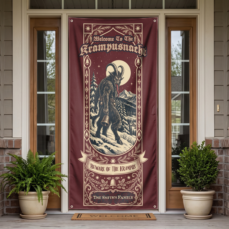 Beware Of The Krampus - Personalized Door Cover 3