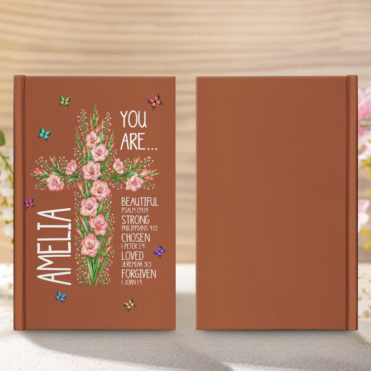 Birth Flower Cross You Are Bible Verse Affirmations - Personalized Journal 3