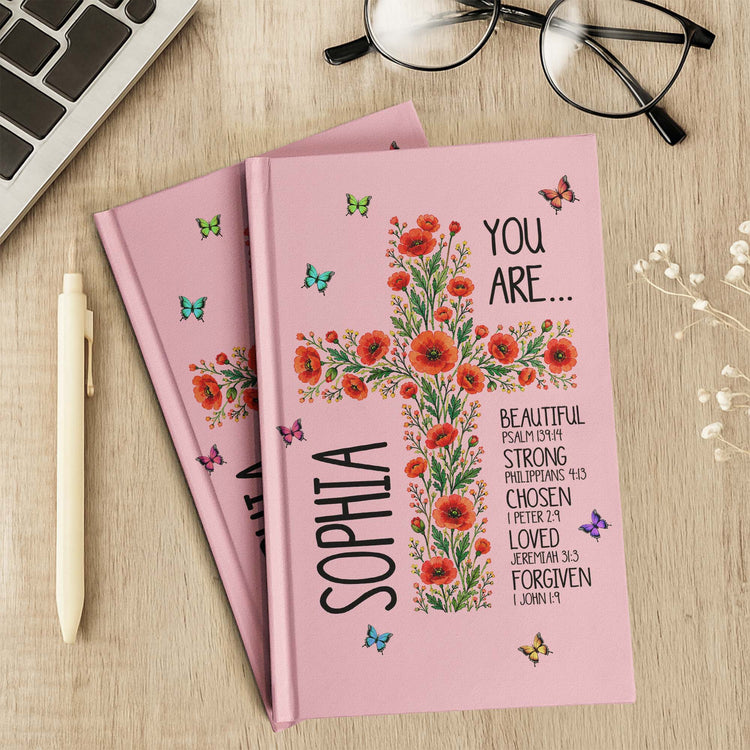 Birth Flower Cross You Are Bible Verse Affirmations - Personalized Journal 6