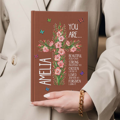 Birth Flower Cross You Are Bible Verse Affirmations - Personalized Journal