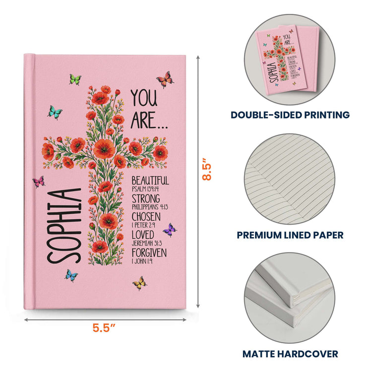Birth Flower Cross You Are Bible Verse Affirmations - Personalized Journal 7