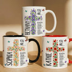 Birth Flower Cross You Are Bible Verse Affirmations - Personalized Mug 1