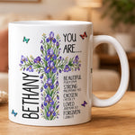 Birth Flower Cross You Are Bible Verse Affirmations - Personalized Mug 3