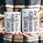 Birth Flower Cross You Are Bible Verse Affirmations - Personalized Mug 5