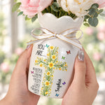 Birth Flower Cross You Are Bible Verse Affirmations - Personalized Vase 4