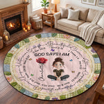 Birth Flower God Says I Am Patchwork Style - Personalized Quilted Mat 3