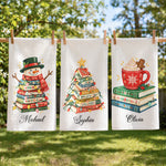 Book Tree Christmas Tea Towel: Book Lover Holiday Decor, Gift For Book Club, Hostess Gift - Personalized Kitchen Towel 4