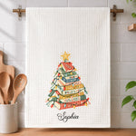 Book Tree Christmas Tea Towel: Book Lover Holiday Decor, Gift For Book Club, Hostess Gift - Personalized Kitchen Towel 5