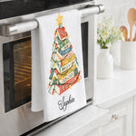 Book Tree Christmas Tea Towel: Book Lover Holiday Decor, Gift For Book Club, Hostess Gift - Personalized Kitchen Towel 6