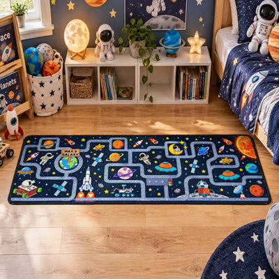 Boy Toy Cars Play Room Decor Cars, Construction, Galaxy Theme - Personalized Runner Rug