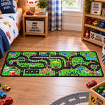 Boy Toy Cars Play Room Decor Cars, Construction, Galaxy Theme - Personalized Runner Rug 2