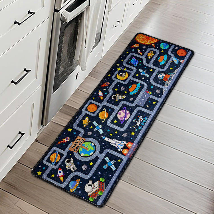 Boy Toy Cars Play Room Decor Cars, Construction, Galaxy Theme - Personalized Runner Rug 3