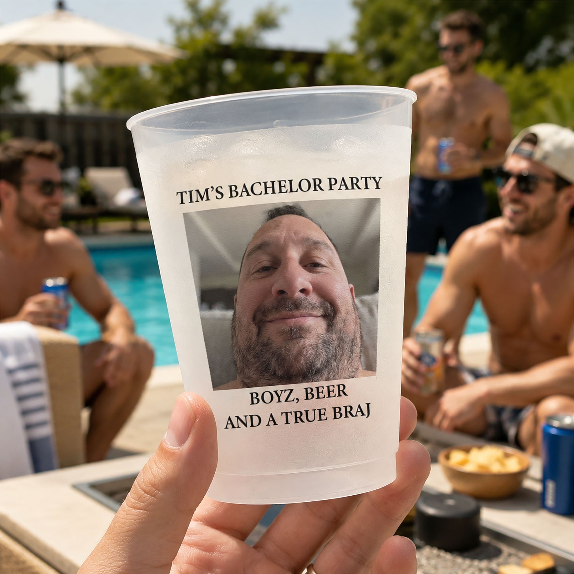 Boyz, Beer And A True Braj - Bachelor Party Favors With Funny Troll Photo Groom - Personalized Cups 1
